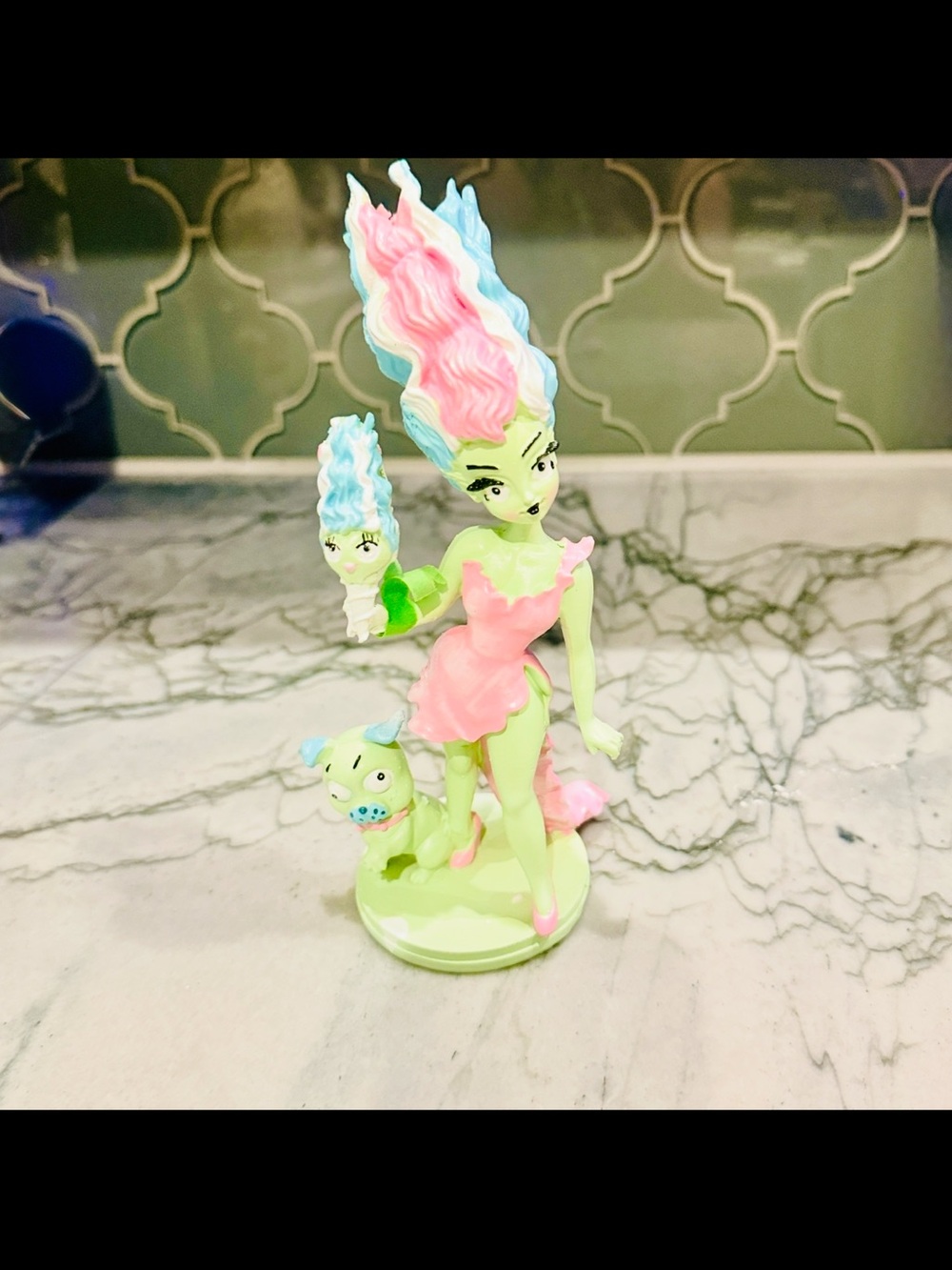 Pastel Figurine Holiday Decor in Pink and Mint - Whimsical Accent